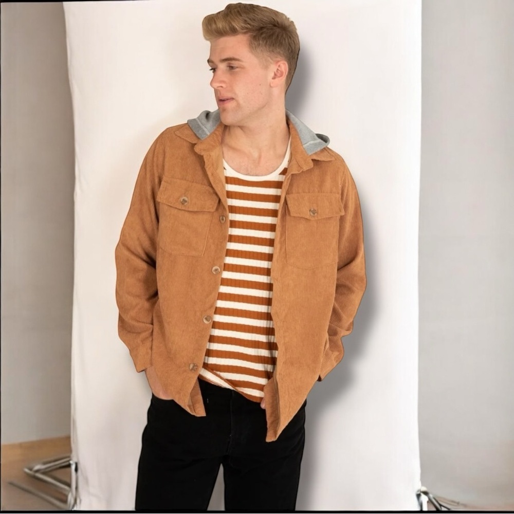 Men’s BluGear Hooded Lightweight‎ Corduroy Camel Shacket